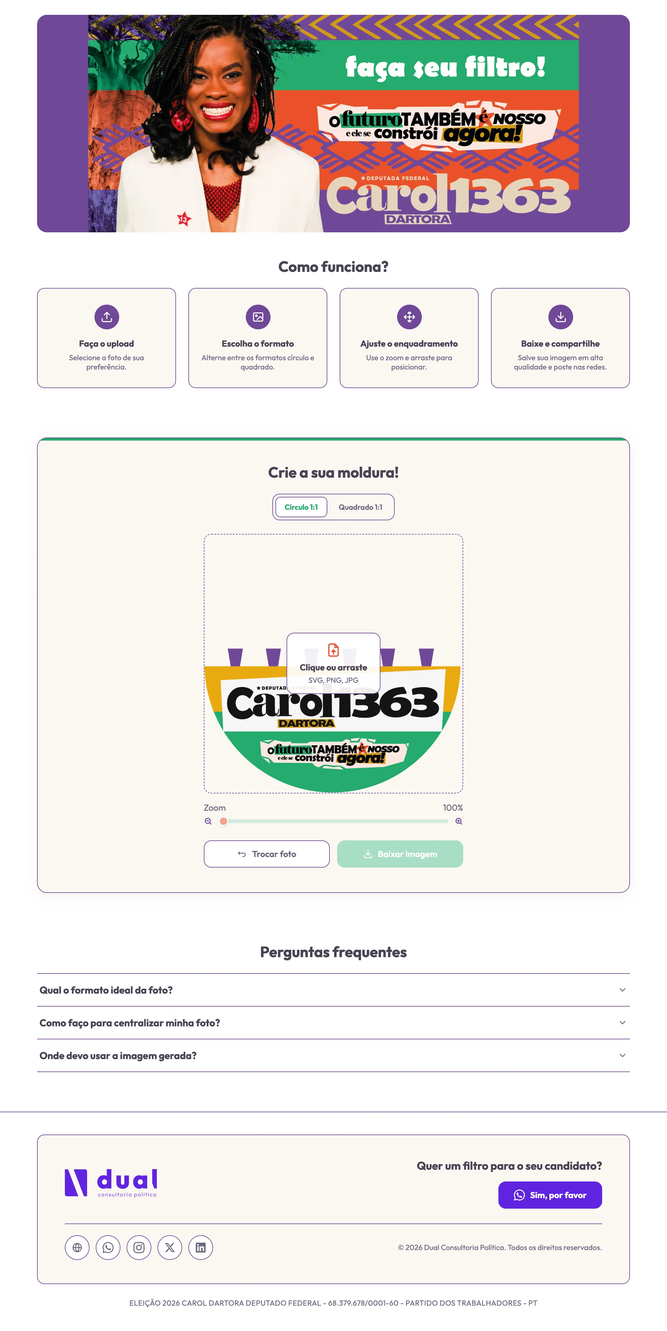 LP de filtro da Carol Dartora, página inteira